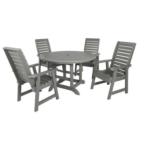 Sequoia Professional Aurora Round Dining Set, 5 Piece Set, Coastal Teak